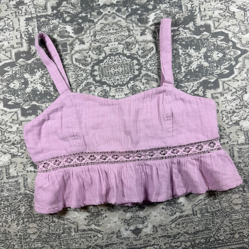 NWT Roxy "Island Time" Cotton Gauze Crochet Crop Tank Top Size Medium M